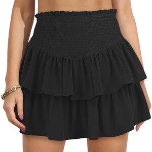 Black Mini Ruffle Skirt